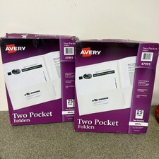 2 Avery 47991 Two Pocket folder, 8-1/2-Inch x11-Inch ,20 Sht Cap., 25/BX, White