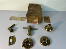 Vtg door hardware Lock Brass Back Plates  Lever Knob Mortise Latch Catch Strike