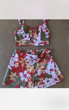 Floral Two Piece Set With Tank Top And Wrap Skirt Size Small