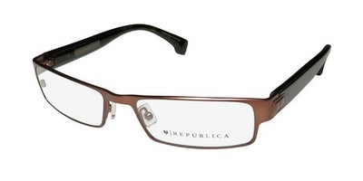 NEW REPUBLICA TORONTO EYEGLASSES BROWN MENS BR RECTANGULAR METAL & PLASTIC
