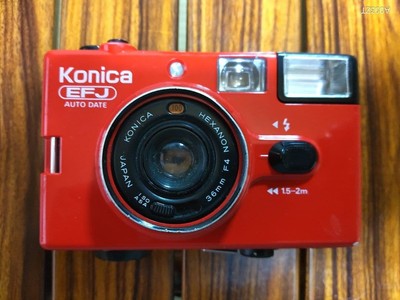 Konica C35 EF3 Compact Film Camera Red & Black Used