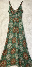 Fairycore Boho Teal Paisley Maxi Dress | Ethereal Sheer Summer Sun Dress Size S