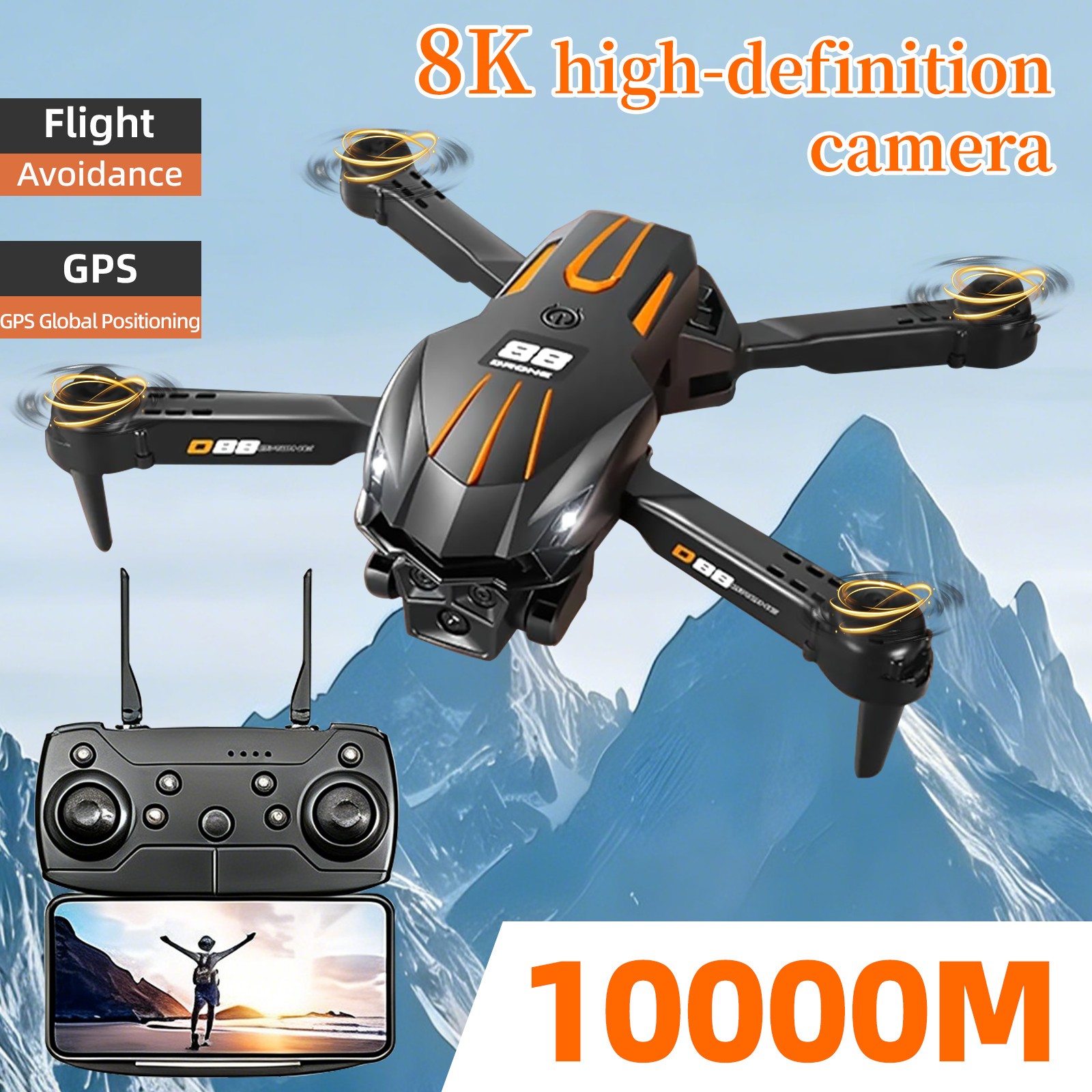 Drones Quadcopter 5G 8K D88 Drone with HD Dual Camera WiFi FPV Foldable RC