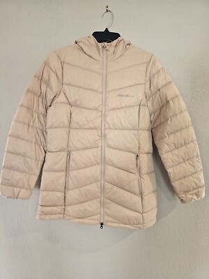 Eddie Bauer  Hooded Coat Down Packable Puffer Mid Length Light Weight Women's