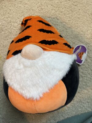 Squishmallow Tenson Halloween Gnome Bats Orange Black Plush 8  Kellytoy NWT
