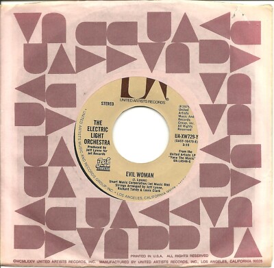 ELO-Evil Woman/10538 Overture-45 RPM-7''-single-rock-vinyl-UA XW729Y-EX-1975