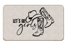Western Door MatLet's Go Girls Cowgirl Hat Boots Front Door Mat Indoor Outdoo...