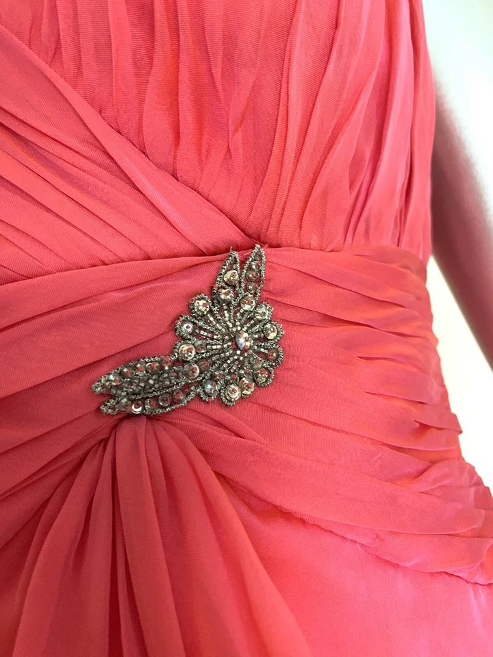 Vestido Badgley Mischka Para Mujer’s 6 Rosa Vestido Fluido Sin Tirantes Seda Corsé Formal Foto 2 de 4