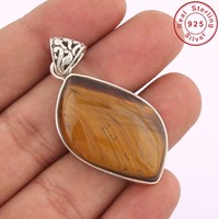 Solid 925 Sterling Silver Yellow Tiger Eye Jewelry Pendant 1.75 Am43 Solid 925 Sterling Silver Yellow Tiger Eye Jewelry Pendant 1.75 Am43