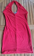 Women's Popular 21 Red Mini Dress Large Dressy Beads Pretty Open Back Halter NEW
