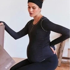 NWT $60 FP Movement x HATCH Maternity Right On Run Layer XS Black L/S Shirt Top