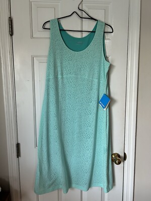 NWT Columbia Large L Two Layer Blue Outdoors See You Through Burnout Dress Teal 