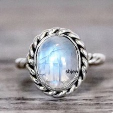 Beautiful Moonstone Gemstone 925 Sterling Silver Boho Ring Gift For Mother D-381