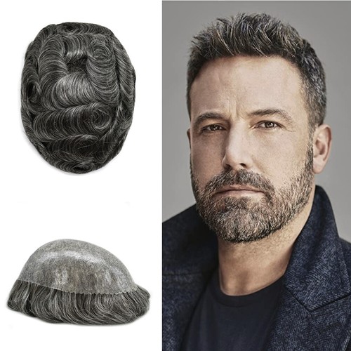 Mens Toupee Human Hair Systems Full Poly Thin Skin Hair Piece Replacement System - Picture 66 of 159