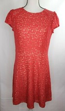 Ann Taylor Loft Burnt Orange Floral Cut Out Dress w/ Underlay Women's Size 10
