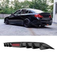For Infiniti G35 G37 Sedan Carbon Rear Bumper Diffuser Spoiler w/ LED Tail Light