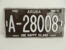 2002 Aruba License Plate "One Happy Island" A - 28008 Brown  #12428