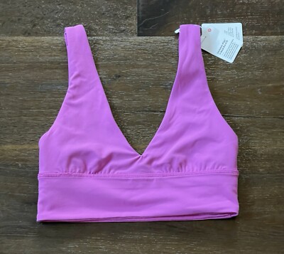 NWT Lululemon Align V-Neck Bra A/B Cup Sz4  $58 Long Line Pow Pink Tone Dbl Line