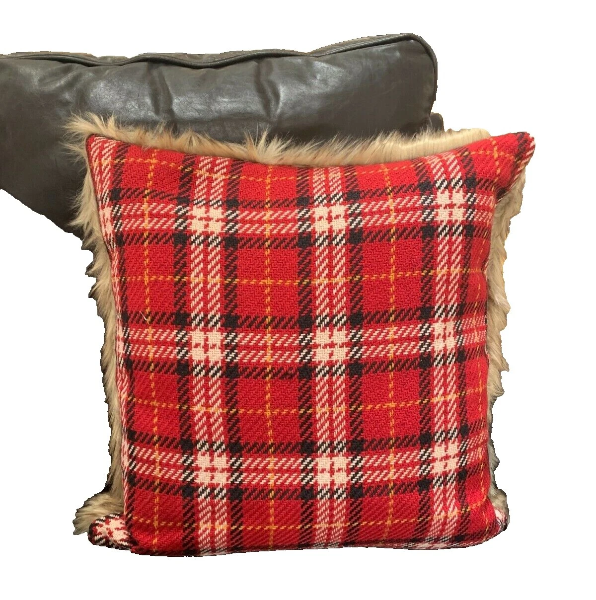 Pottery Barn Faux Fur Plaid Home Décor Pillows