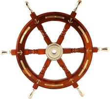Premium Handcrafted Nautical Decor: 30 Inches Ship Wheel with Brass Handles