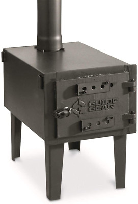 Wood Burning Stove Outdoor Camping Cast Iron Steel Fire-Box Heat Cabin w Chimney