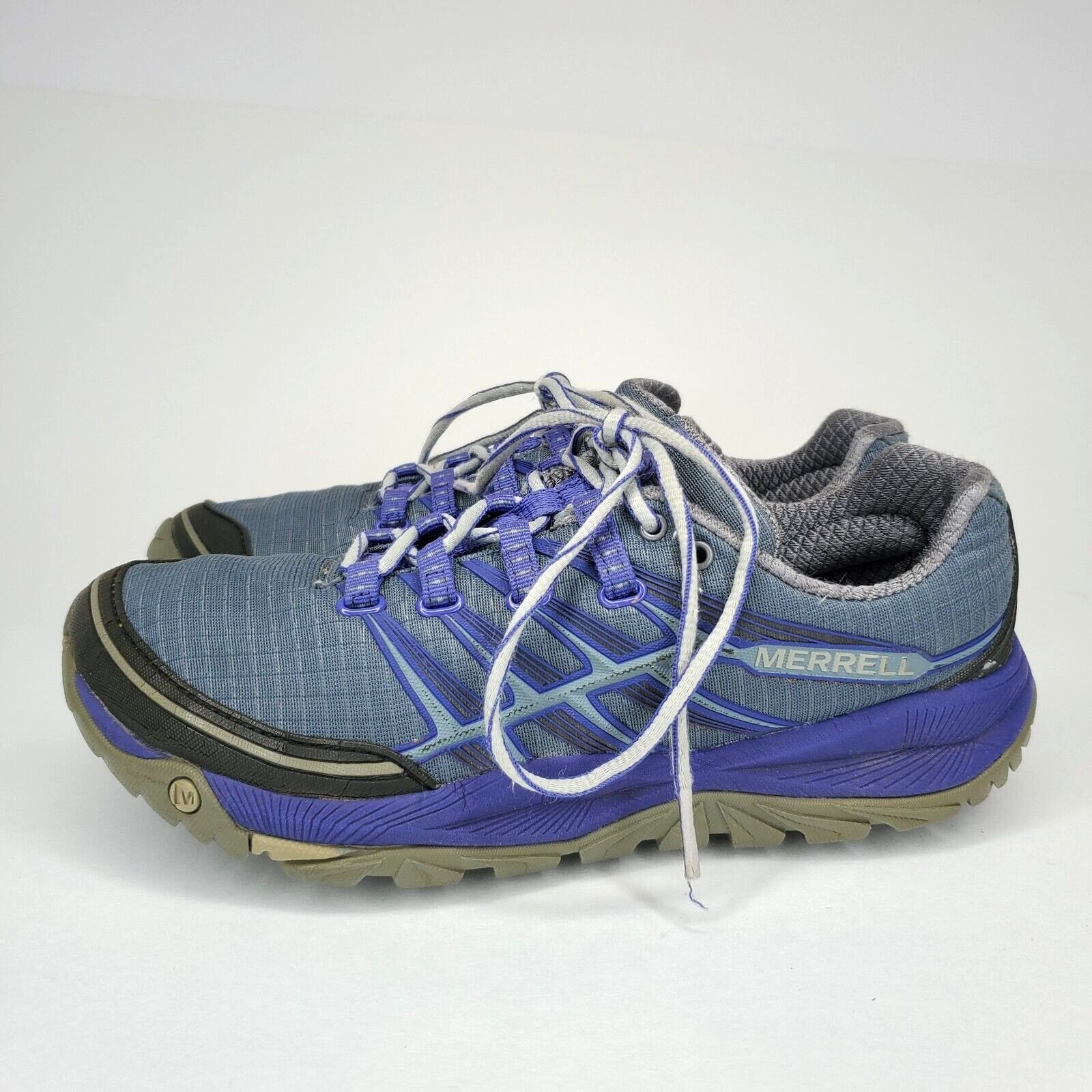 Scarpe Merrell donna taglia 7 trail running blu scuro ardesia grigio escursionismo stringate