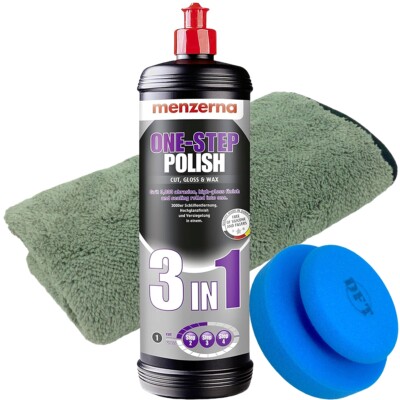 Autopolitur Menzerna 3 in 1 One-Step Polish 1L mit Applicator Pad & Tuch im Set
