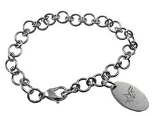 NFL Minnesota Vikings Stainless Steel Logo Dangle Charm Bracelet