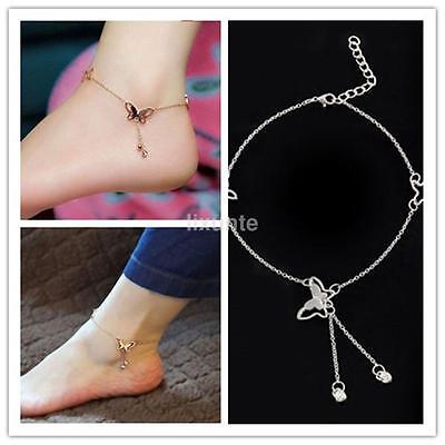 Women Butterfly Chain Anklet Ankle Bracelet Barefoot Beach Foot Jewelry UK