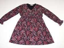 Michael Kors Womens Paisley Print V-Neck Dress Above Knee Red Black Petite Large