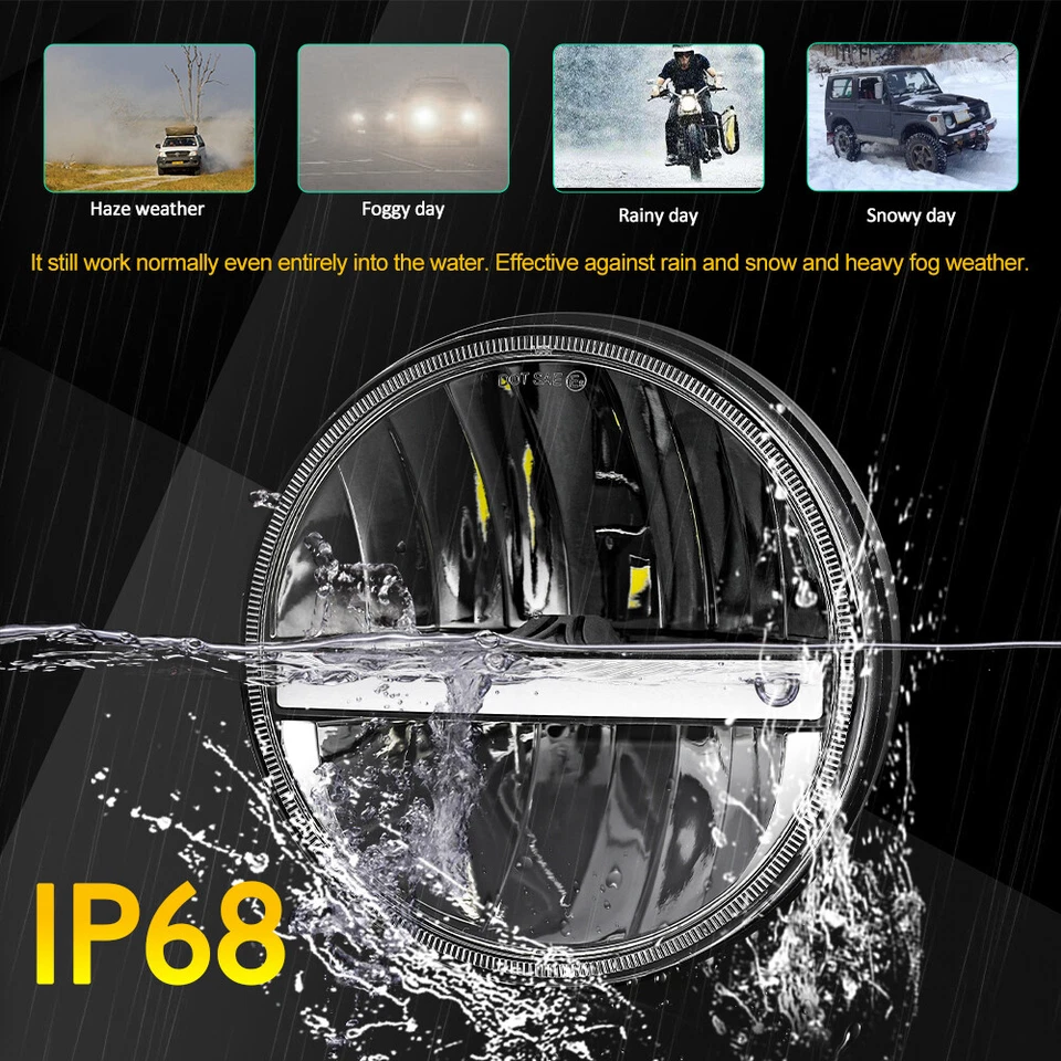 Pair 7 inch LED Headlights for 2009 - 2018 Wrangler Rubicon Sport Utility 2-Door - Image 4 of 4