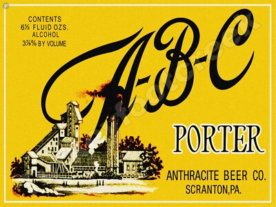 A-B-C Porter Beer Label  18'' x 24'' Metal Sign