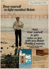 1977 Vintage Print Ad Belair Menthol Filter Kings Cigarettes Man walk on Beach