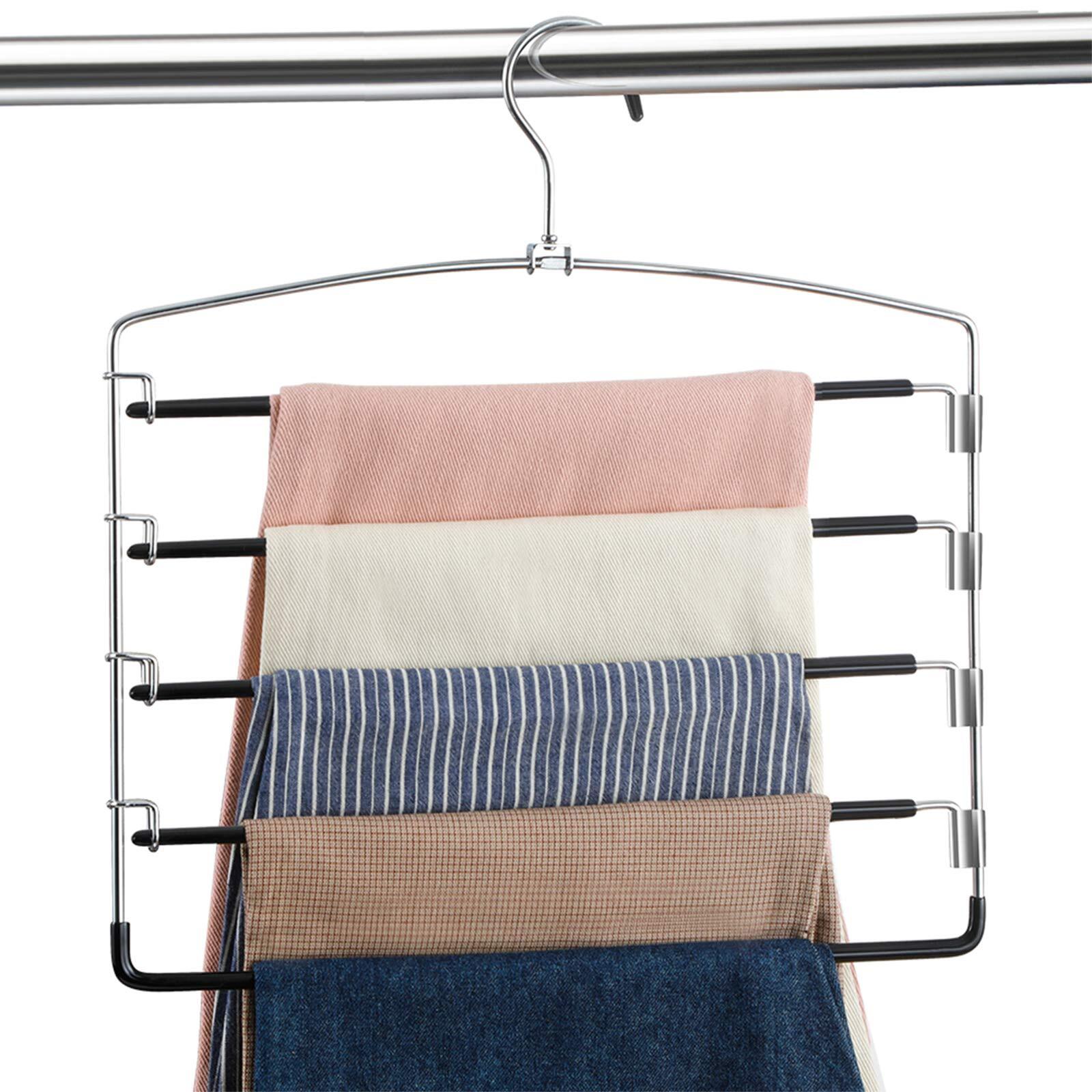 Non-slip 3-pack space-saving multilayer swing arm pants hangers-image