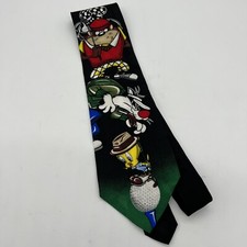 Looney Tunes Mania Vtg 1996 Bugs Taz Sylvester Tweety Warner Bros Golf Silk Tie