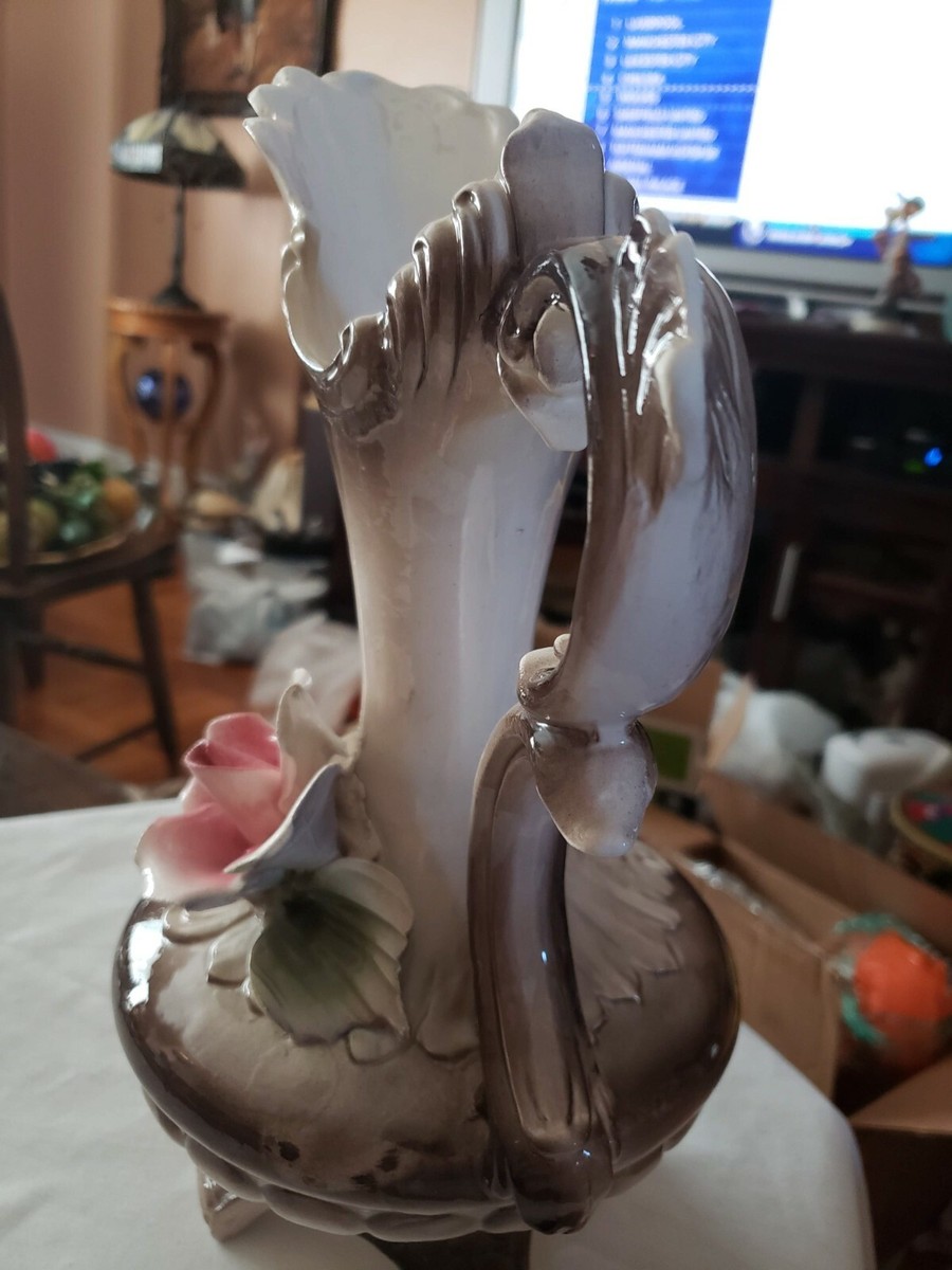 RARE Vintage Capodimonte Italy Porcelain Floral Pitcher Vase