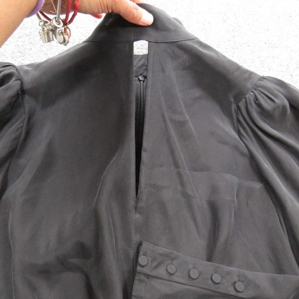 Blusa con marco para mujer mediana negra camisa de seda top informal aspecto lagon cerradura Foto 3 de 4