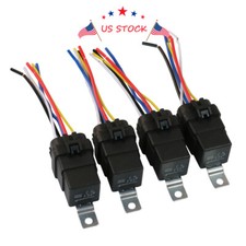 4 pack 5 pin  wire 12V Heavy Duty Car Auto Relay 40 amp Waterproof Plug Socket