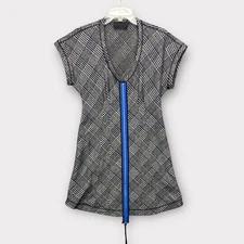 Derek Lam Womens US Size 4 Wool Knit Zipper Dress Plaid Short Sleeve Preppy