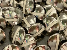 Italian Metal Button w/Stripe Polished Chrome/Silv Finish 15mm 18mm 20mm Shank 