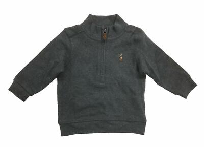 NEW Ralph Lauren Baby Boy Cotton Interlock Pullover 3/12/18/24 Mon Grey Heather