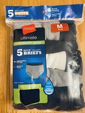 Hanes Boys Tagless Briefs Breathable Cotton Wicks Cools Size M 10-12 17