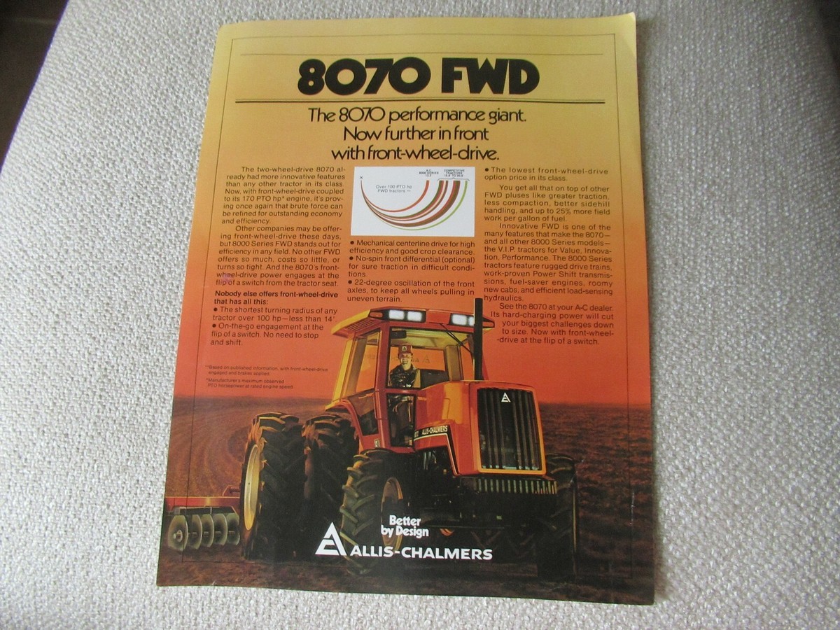 Allis-Chalmers 8070 FWD tractor specification sheet brochure | eBay