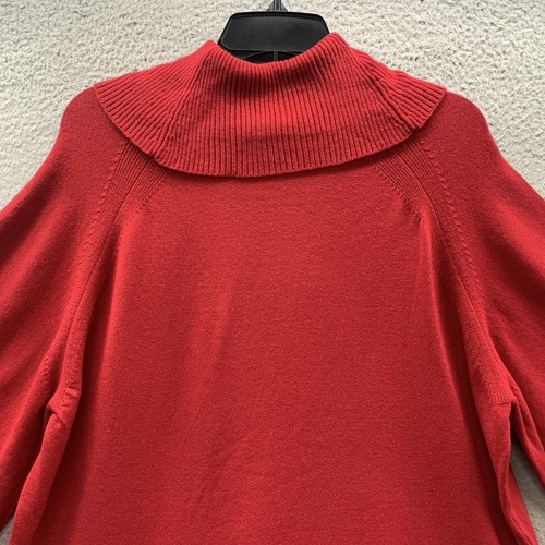Adrienne Vittadini Sweater Top Woman's L Red Cowl Neck Pullover 3/4 Flare Sleeve - Picture 12 of 14