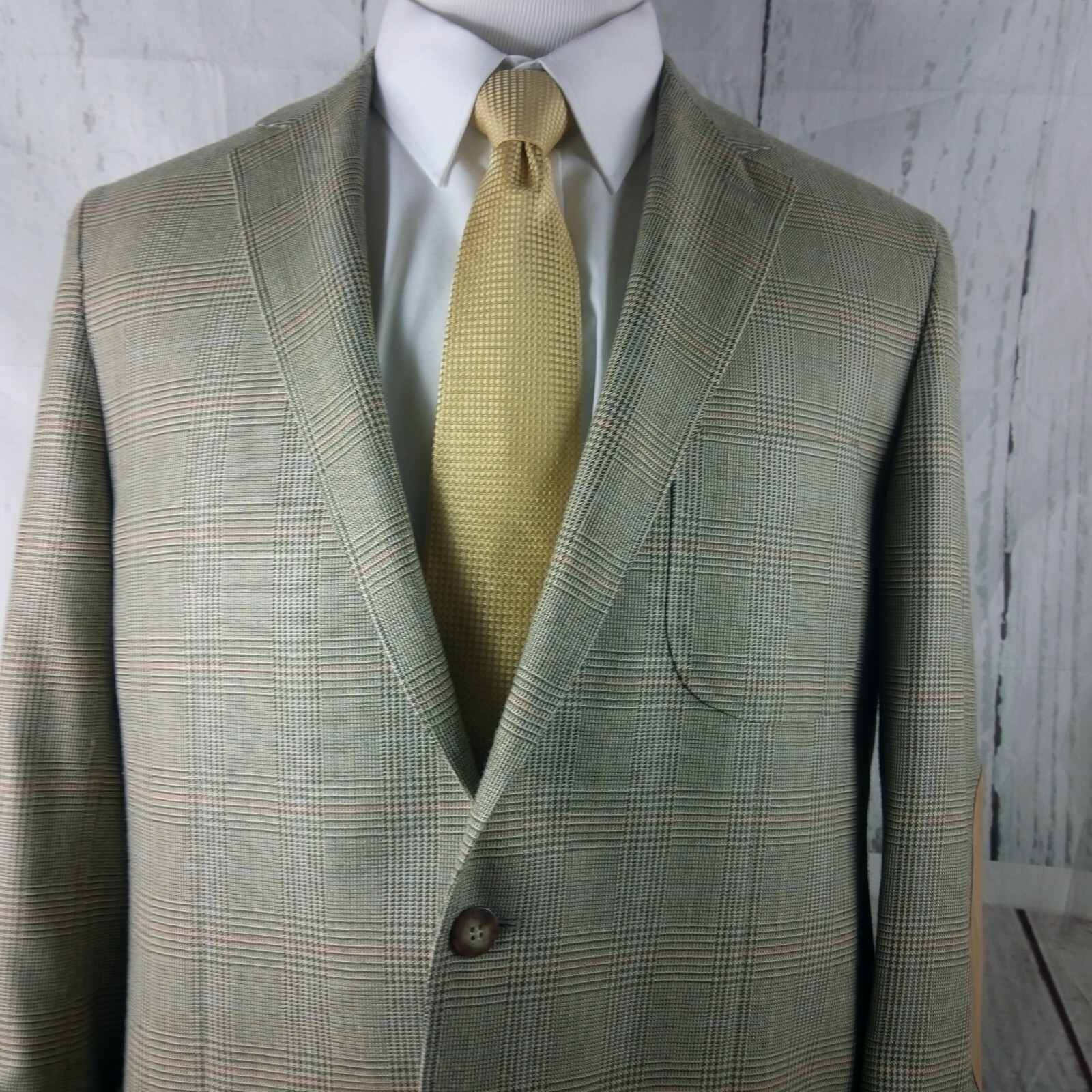 Byron British Style 44R 2 Button Multicolor Plaid Elbow Pads Blazer