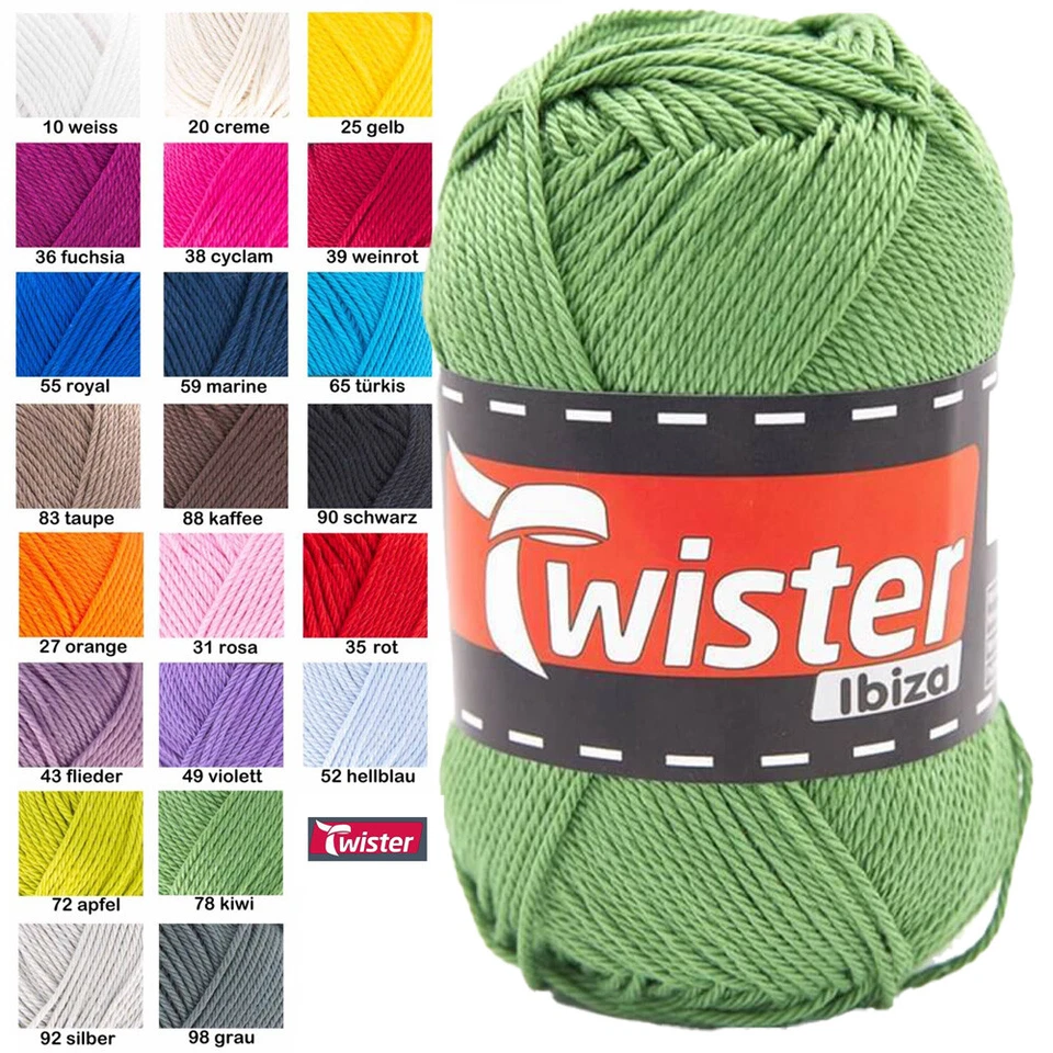 Twister Ibiza 50g | 100% Baumwolle | 250g | Stricken, häkeln, amigurumi