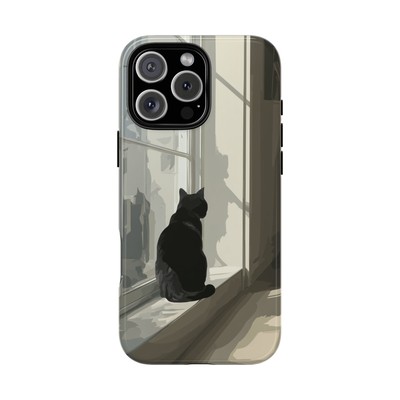 Phone Ink   Black Cat Window Sunlight   Case for iPhone, Galaxy, Pixel