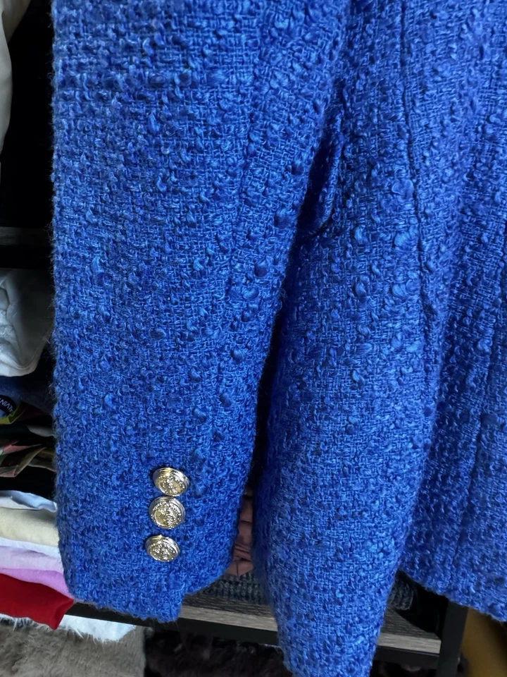 Chaquetas y abrigos Zara | Blazer de tweed azul para mujer Zara | Color: azul talla S Foto 3 de 4