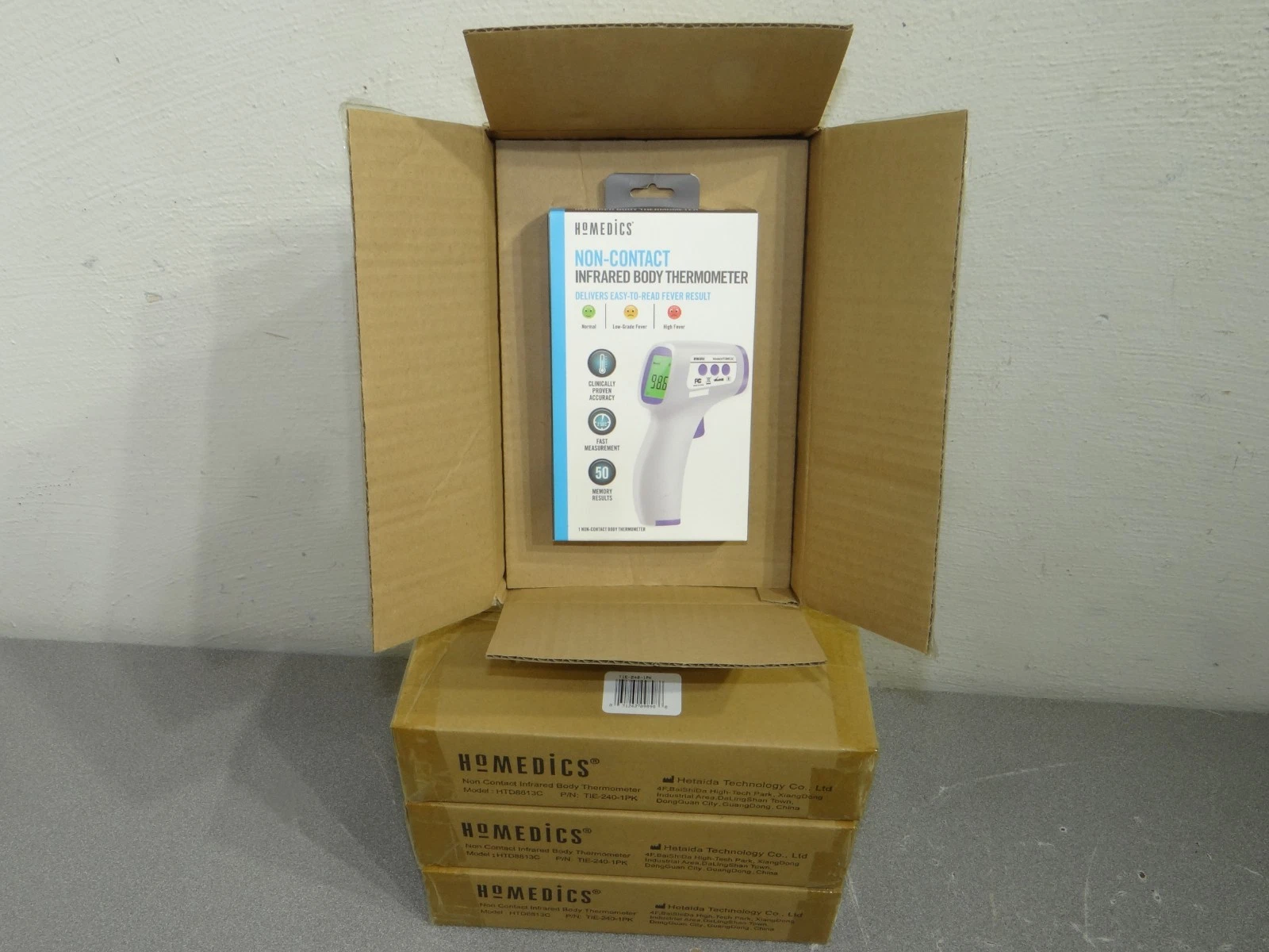 Four (4x) HoMedics HTD8813C Non-Contact Infrared Body Thermometers new old stock