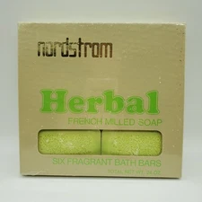 Vintage Nordstrom HERBAL French Milled Bath Soap Bars 6-Pack Green in Sealed Box